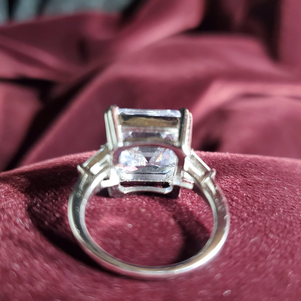 Monica Asscher Cut 9.5 carat CZ Engagement Statement Ring 925 Sterling Silver - Picture 11 of 16